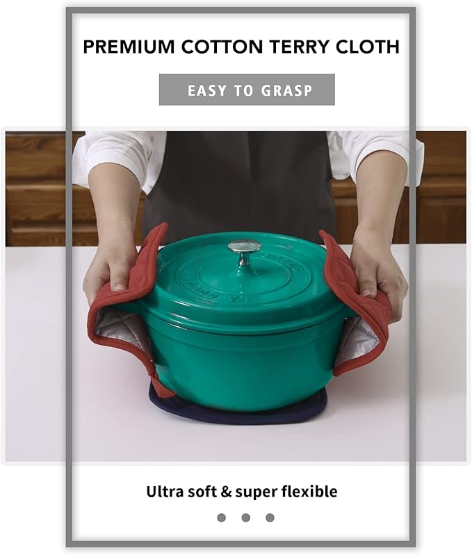 Joyhalo 5 Pack Heat Resistant Pot Holders - Terry Cloth Sets for Cooking & Baking - Image 5