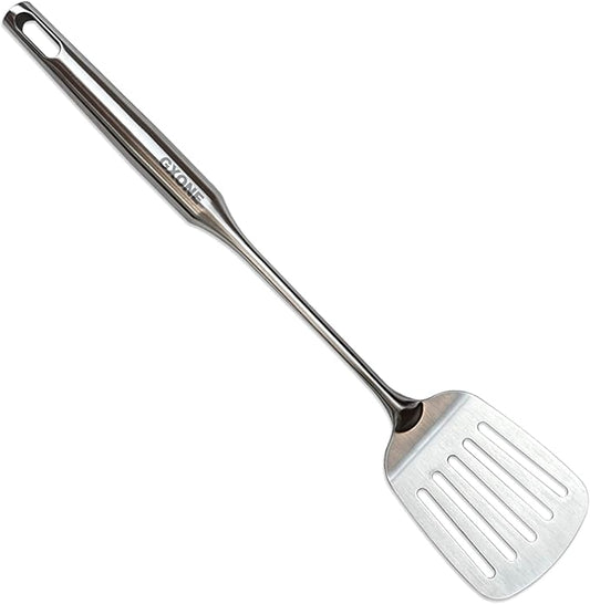 Stainless Steel Slotted Spatula,Cooking Utensil For Kitchen Use With Hollow Handle,Silver/14.9Inch by GXONEHomeKitchen