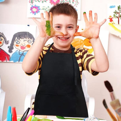 SINLAND Kids Apron with Pocket 2 Pack Children Chef Apron for Cooking Baking Painting