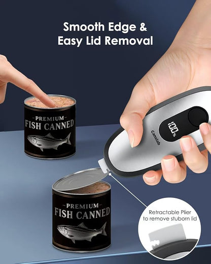 Canslab IRON Rechargeable Electric Can Opener: Wall-Mountable Easy Storage, Smart Auto Stop & LED Battery Track, Hands-Free Operation, Side Cut Smooth Edge, Stainless Steel Professional-Grade Blade