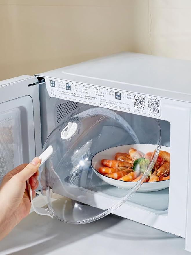 Microwave Splatter Cover for Food,Clear Microwave Splash Guard Cooker lid with Handle,BPA-Free,Soft Plastic - Image 3