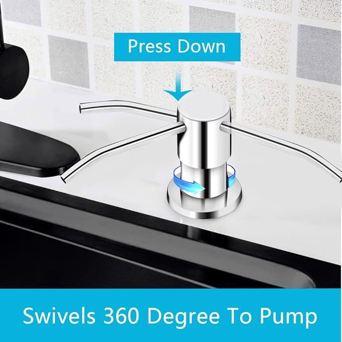 Soap Dispenser for Kitchen Sink, in Sink Soap Dispenser Pump, 47" Silicone Extension Tube Connect to The Soap Bottle Directly, Say Goodbye to Frequent Refills (Chrome) - Image 2