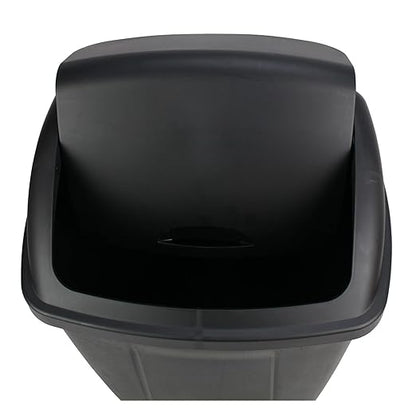 13 Gallon Swing Top Trash Can - Black Plastic Kitchen Garbage Bin with Lid - Image 4