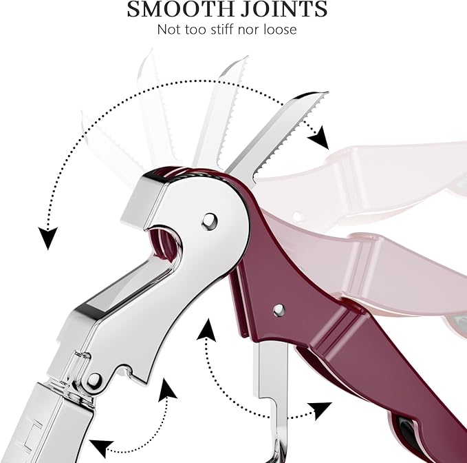 HYZ 2-Pack Wine Opener Waiter Corkscrew, Professional Wine Key for Servers, Bartender with Foil Cutter, Manual Wine Bottle Opener Double Hinged (Burgundy) - Image 4