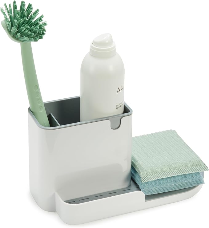Amazon Basics Kitchen Sink Caddy Organizer for Sponge and Brush Storage, Large, White - Image 2