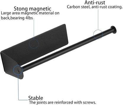 Paper Towel Holders Magnetic Steel Black Towel Roll Holders with Strong Magnetic Backing - Fit for Large Paper Towels-for Kitchen,Refrigerator,Grill,Garage,Shop - Image 2