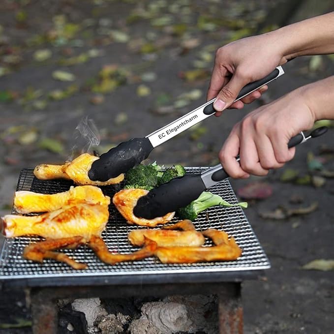 17" Kitchen Tongs with Silicone Tips, High Heat Resistant Grill Tongs in Stainless Steel - Image 5