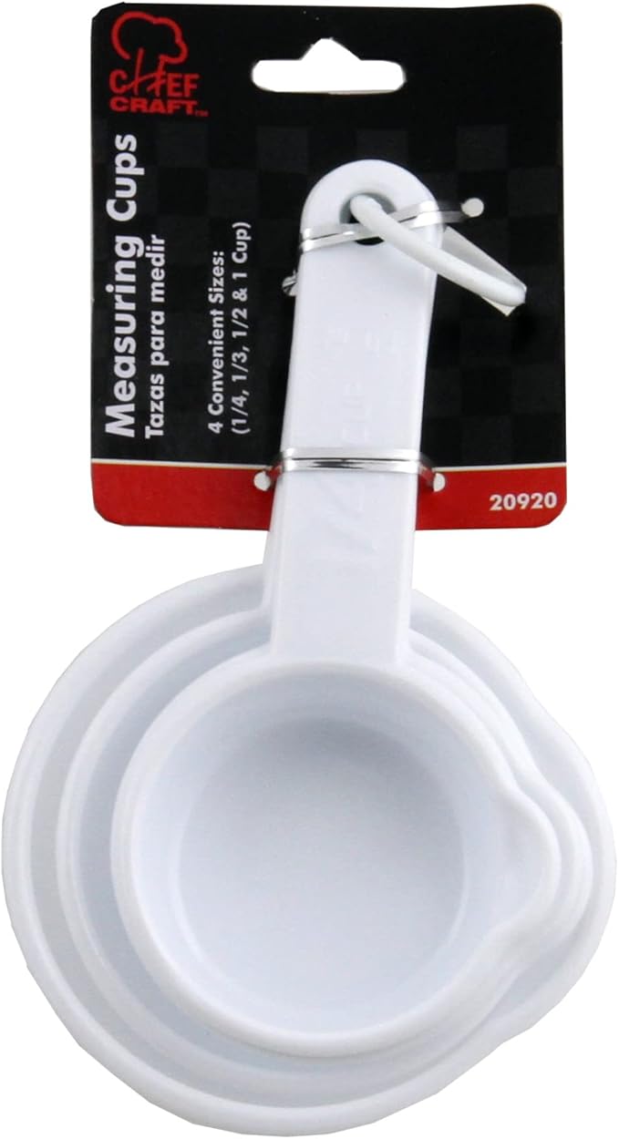 Chef Craft Select Measuring Cup Set, 1/4, 1/3, 1/2 and 1 cup, White (Pack of 3) - Image 2