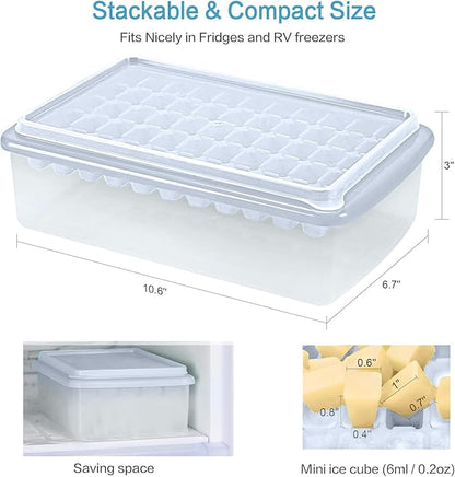 Ice Cube Maker Trays for Freezer with Lid and Storage Box, Easy Release 55 Mini Nugget Ice Cubes Tray with Cover, Ice Holder, Scooper, Flexible Durable Plastic Ice Mold & Bin, BPA Free 2 Pack - Image 5