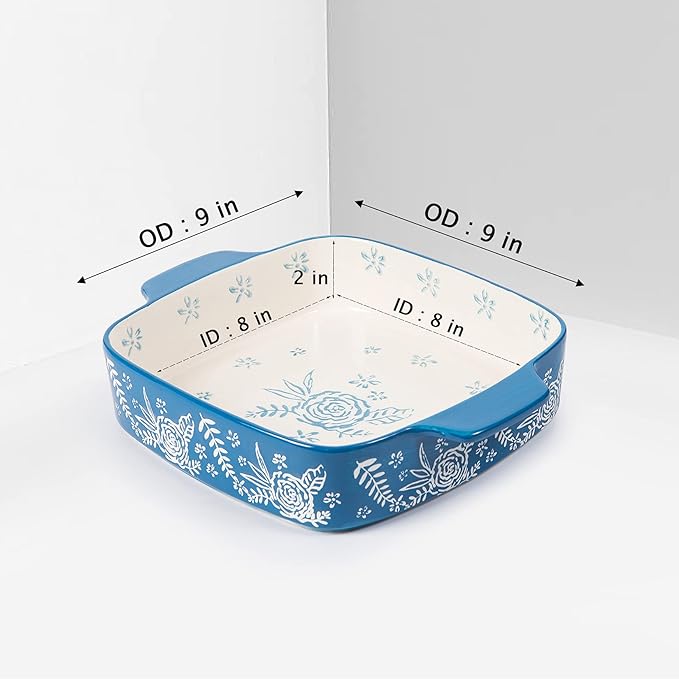 Wisenvoy Baking Dish Ceramic Brownie Pan 9x9 Baking Pan Casserole Dish Lasagna Pan Square Rose Bakeware Sets - Image 7