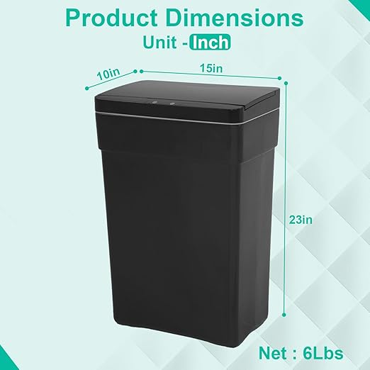 BestOffice 13 Gallon Trash Can Automatic Kitchen Trash Can Touch Free High-Capacity Garbage Can with Lid for Bedroom Bathroom Home Office 50 Liter (Black, 1) (3, Black) - Image 2