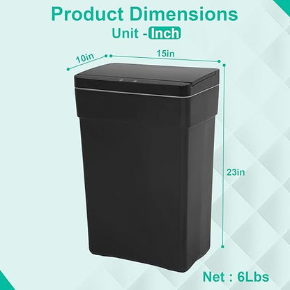 BestOffice 13 Gallon Trash Can Automatic Kitchen Trash Can Touch Free High-Capacity Garbage Can with Lid for Bedroom Bathroom Home Office 50 Liter (Black, 1) (3, Black) - Image 2