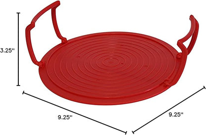 Microwave Multipurpose 4 in 1 Tray Stand Rack Splatter Guard Carry Tray Stacking Shelf (2, Red)