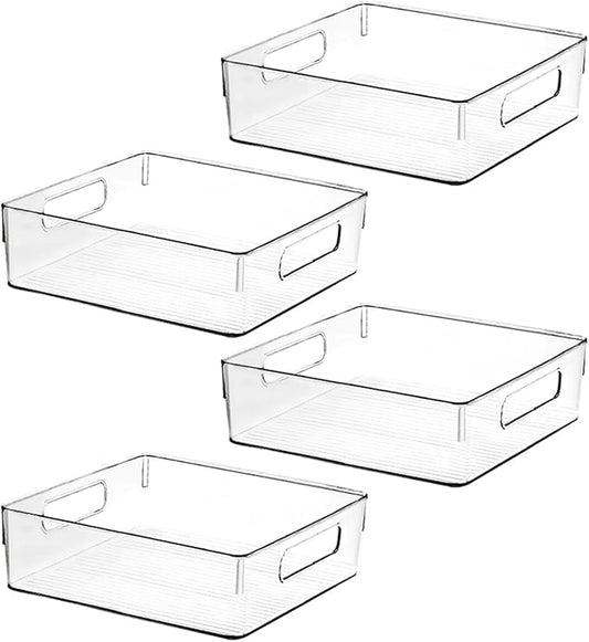 Clear Plastic Storage Bins, Pantry Organizers and Storage, Kitchen Organization and Storage Containers Bins for Organizing, Fridge, Freezer, Bathroom, Pantries, Medicine Cabinet Organizer Bin by ShelfShaper