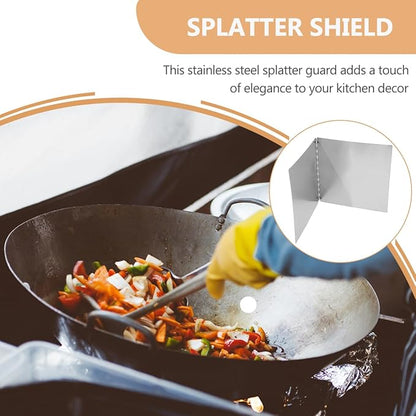 ABOOFAN Stainless Steel Oil-Proof Kitchen Shield 11.8 Inch Foldable Grease Splatter Screen for Stove Top Heat Insulation Baffle for Cooking Splash Protection