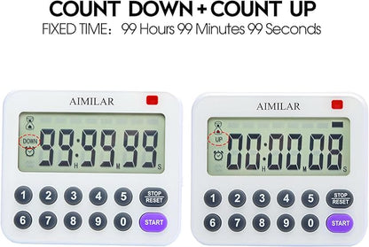 AIMILAR Magnetic Digital Kitchen Timer with Direct Numerical Keypad, Loud Alarm - 99Hr Countdown Count Up Timer for Cooking Baking Classroom, Batteries Included - Image 2