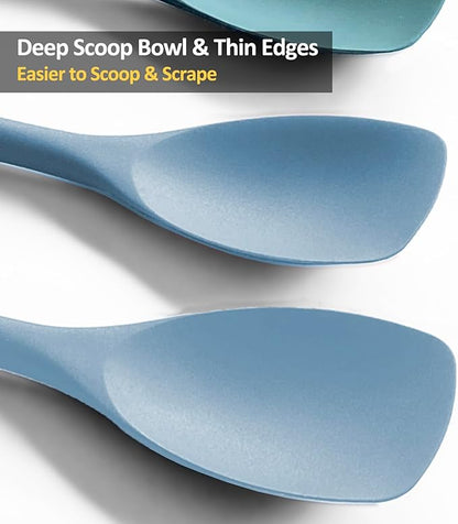 Upgrade Silicone Spatula Spoon Set,VOVOLY Heat Resistant Rubber Spoonula, Seamless Non-Stick Flexible Scrapers for Baking Mixing Tool,3 Pack,Starry Blue - Image 3