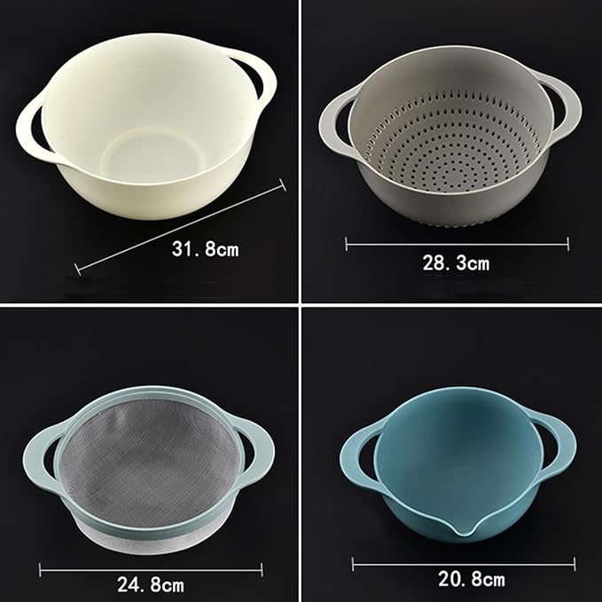 Plastic Mixing Bowls Set 8/10 PCS with Measuring Spoon, Colorful Serving Bowls for Kitchen, Ideal for Baking, Prepping, Nesting Bowls for Space Saving Storage (Pebble) - Image 4