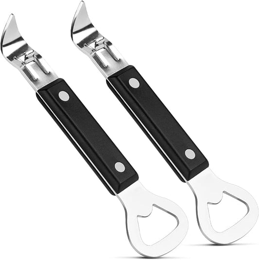 Anyongora 2-in-1 Can Punch Opener & Bottle Opener, Can Opener, 2-Pack, Stainless Steel, Non-Slip Handle, Compact 6.1", For Traditional Cans (No Pull-Tab) & Pry-Off Bottle Caps