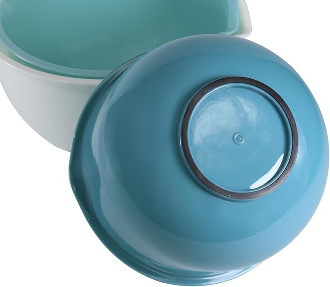 Set of 3 Mixing Bowls with Pour Spout-Nesting Design Saves Space - Non-Slip, BPA Free, Dishwasher Safe Plastic - Kitchen Cooking and Baking Supplies (Blue) - Image 4