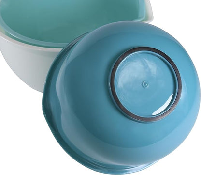 Set of 3 Mixing Bowls with Pour Spout-Nesting Design Saves Space - Non-Slip, BPA Free, Dishwasher Safe Plastic - Kitchen Cooking and Baking Supplies (Blue) - Image 4