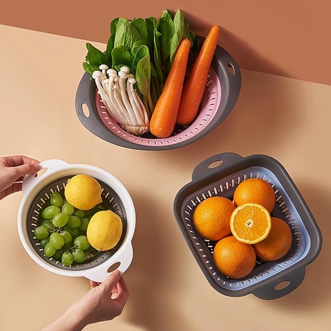 Collapsible Colander and Strainer,Silicone Strainer Colanders & Food Strainers,for Vegetable and Fruit, Kitchen Essentials - Image 2