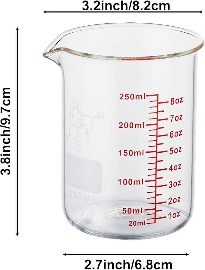 High Borosilicate Glass Measuring Cup-V-Shaped Spout,250ml(8OZ) Glass Measuring Beaker for Kitchen or Restaurant, Easy to Read - Image 8