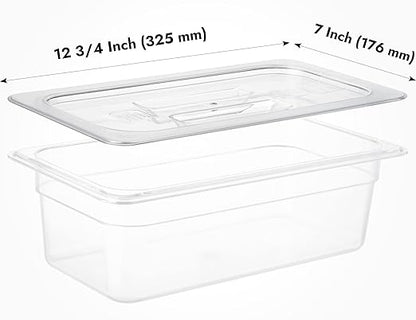 CURTA 6 Pack NSF Food Pan Cover, 1/3 Size Clear Polycarbonate Lid with Handle for Commercial Food Pan, Dishwasher & Freezer Safe Plastic Clear
