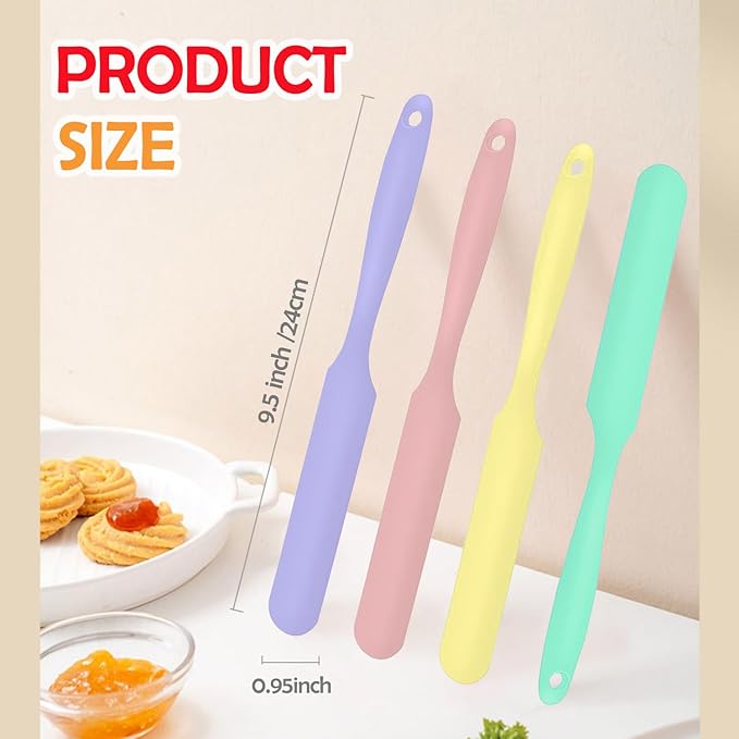 4Pcs Jar Spatula Silicone Long Scraper, Food-grade Cream Spatulas, Heat-Resistant Jam Spreader for Scraping Kitchen Baking Mixing Cake Butter - Image 5