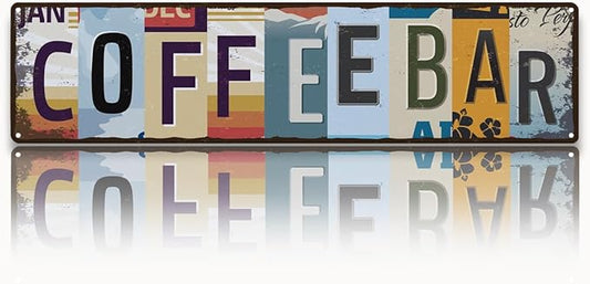 Coffee Bar Sign for Coffee Bar Decor, Retro Tin Metal Sign, Rustic Farmhouse Wall Decors, Wall Decorations, Vintage Home Decor for Kitchen, Coffees Corner Station Decors, 15.8x4 Inches by Unknown
