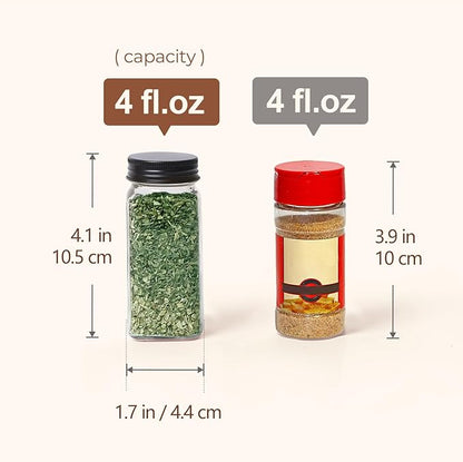 ComSaf 15Pcs 4oz Glass Spice Jars with Shaker Lids, 93 Labels, a Handy Funnel, a Pepper Grinder, Empty Spice Containers and Square Spice Bottles for Kitchen and Seasoning - Image 5