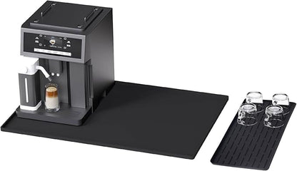 Silicone Coffee Mat, 24"X16" Heat-Resistant,Eco-friendly,Hygienic Drying Pad,Leak-Proof and Non-Slip,Removable Silicone Mat with Concave and Convex Design,（Black 24X16） by SCYFREID