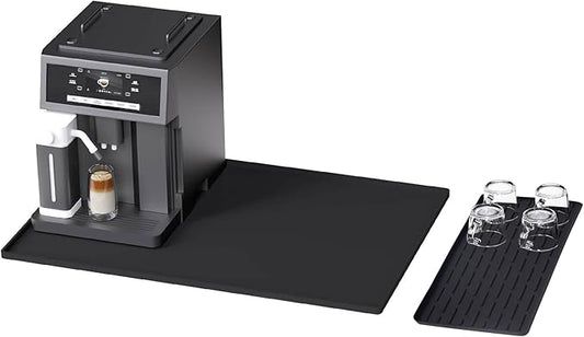 Silicone Coffee Mat, 24"X16" Heat-Resistant,Eco-friendly,Hygienic Drying Pad,Leak-Proof and Non-Slip,Removable Silicone Mat with Concave and Convex Design,（Black 24X16） by SCYFREID