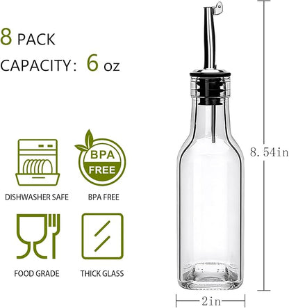 Salzesfalls 6oz Oil Dispenser for Kitchen with Stainless Steel Pourer Spouts,8 Pack Olive Oil Dispenser Bottle,Olive Oil Dispenser - Image 2