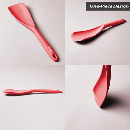 Cooking Spoon for Nonstick Cookwares, VOVOLY Silicone Spoon for Mixing, Scoop, and Scrape,Seamless Design, 12.6'', 2 Pack, Red - Image 3