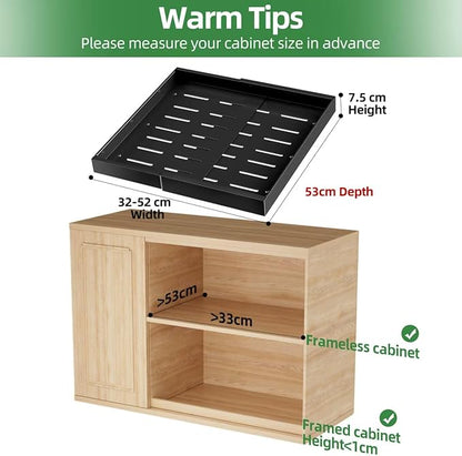PAKETA 2 Pack Expandable Pull Out Cabinet Organizer, 21'' Deep Pull Out Drawers for Cabinet, Upgrade 3 Slide Rails Sliding Drawer for Cabinets with Adhesive Nano Film (Black, 21"D X 12-20"W) - Image 2