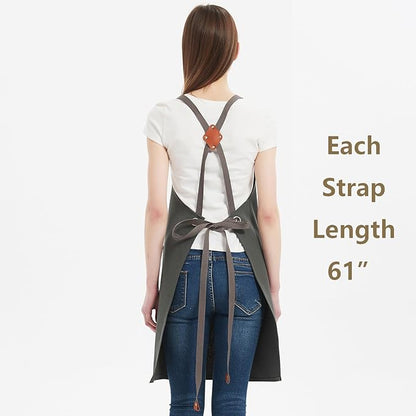AFUN Chef Aprons for Women Men with Oversized Pockets, 12-Ounce Cotton Canvas Cross Back Water Repellent Apron (Grey) - Image 4