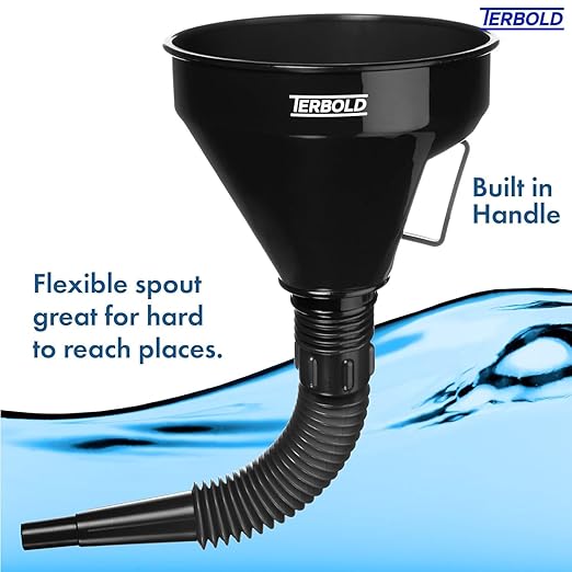 Automotive Flex Funnel with Hose | Wide Mouth Flexible Oil Funnel for Automotive Use - Gas, Transmission Fluid, Car Fuel, Oil Change (Black) - Image 5