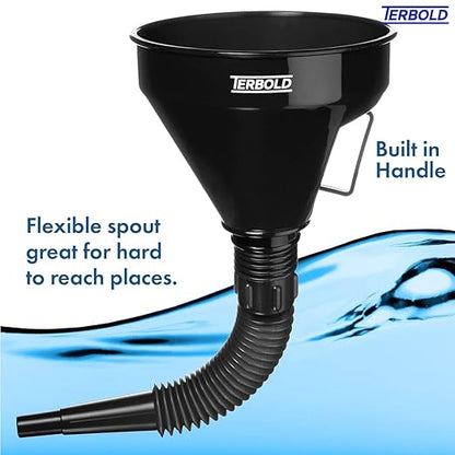 Automotive Flex Funnel with Hose | Wide Mouth Flexible Oil Funnel for Automotive Use - Gas, Transmission Fluid, Car Fuel, Oil Change (Black) - Image 5