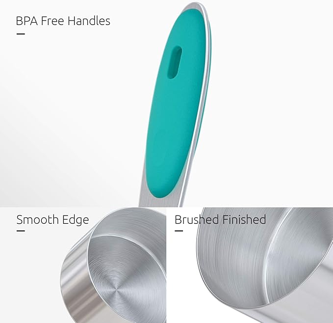 Measuring Cups : U-Taste 18/8 Stainless Steel Measuring Cups and Spoons Set of 10 Piece, Upgraded Thickness Handle (Teal) - Image 6