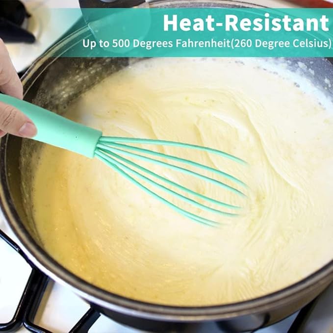 5 Pcs Silicone Mini Whisk - Stainless Steel Dough Whisk, Non Stick Hand Tiny Balloon Wire Whisk, Milk Egg Frother for Blending, Whisking, Beating, Stirring, Baking - Image 5