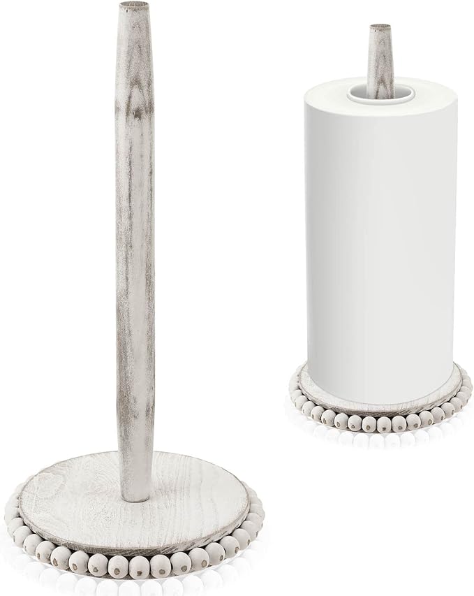 Farmhouse Paper Towel Holder Countertop White Wood Rustic Christmas Paper Towel Roll Holder Stand Organize Winter Holiday Farmhouse Christmas Table Decor Accessories for Home Kitchen Bathroom