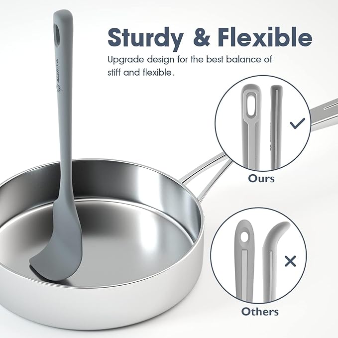 ChefAide 4 Pieces Silicone Spatula Set, Food Grade Rubber Spatula, Upgrade Strong Handle with Ergonomic Grip, Heat Resistant for Nonstick Cookware, Cooking - Image 3