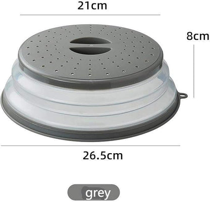 2-Pack Microwave Splatter Covers for Food, 10.5 Inch Collapsible Vented Plate Lids (Grey & Red Combo), BPA-Free Silicone & Plastic, Dishwasher Safe, No Mat Included - Image 2