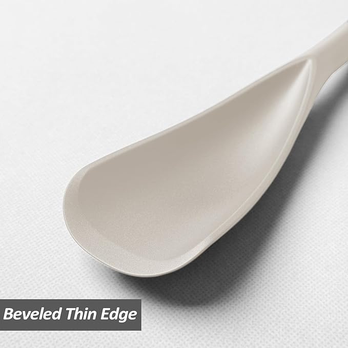 Cooking Spoon for Nonstick Cookwares, VOVOLY Silicone Spoon for Mixing, Scoop, and Scrape,Seamless Design, 12.6'', 2 Pack, Khaki - Image 4