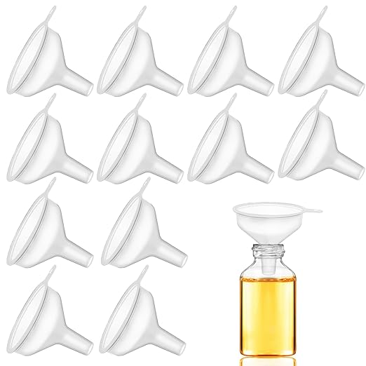 12 Pack Small Funnels for Kitchen use Filling Bottles Clear Polyethylene Funnel Narrow Neck Funnels for Filling Bottles Water Bottle, Kitchen Juice, Oil & More