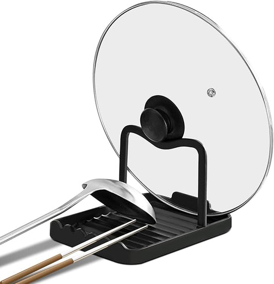 Ysks'hf spoon holder and pot lid holder，stainless steel，Kitchen Utensil Rest, scraper holder & pot holder，Spoon Holder for Stove Top - Kitchen Utensil Holder for Ladles & Tongs（Black)