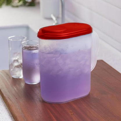 1 Gallon Water Pitcher with Lid & Pivot Top Spout -Slim Design Fits Fridge Door- Tea Pitcher 1 Gallon Plastic Pitcher with Lid 1 Gallon Pitcher with Lid Water Pitchers with Lids Plastic Water Pitcher - Image 2