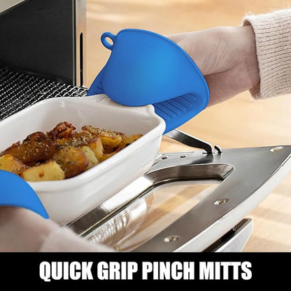 Rorecay 6pcs Oven Mitts and Pot Holders Sets for Kitchen, Extra Long Non-Slip Silicone Oven Gloves Heat Resistant 500 Degrees Potholders Hot Pads for Baking Cooking, Quilted Liner, Lake Blue - Image 8