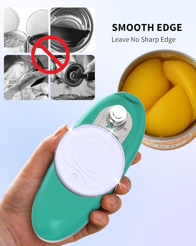 CIRCLE JOY Rechargeable Electric Can Opener, One-Touch Automatic Can Opening with Lid Remover & Smooth Edge Cutting, Food-Safe, Easy to Use for Seniors and Arthritis, Green - Image 7